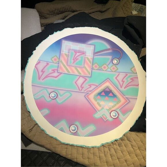 Maureen Daniel Ellis Clay Plate 1989 Airbrush Art Wall Large 24” - Picture 1 of 5